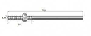 Haste Telha + Porca 5/16 x 350 R55mm Galvanizado Fogo - 10 peas